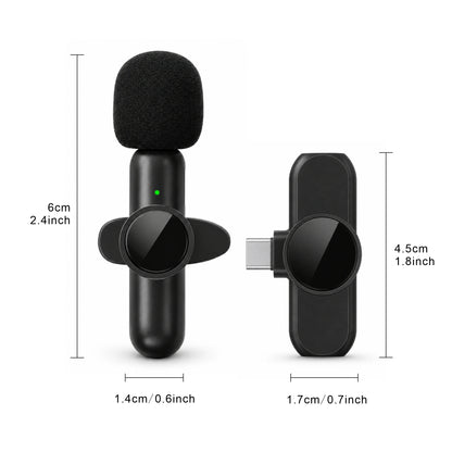 Wireless Lapel Microphone, Noise-Cancelling, Suitable for Vlogs, Interviews, and Live Streaming, Compatible with Type-C Devices