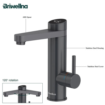 Briwellna Electric Water Heater 220V 2 in 1 Kitchen Faucet Tankless Water Heater Tap Flowing Electric Faucet Shower Geyser