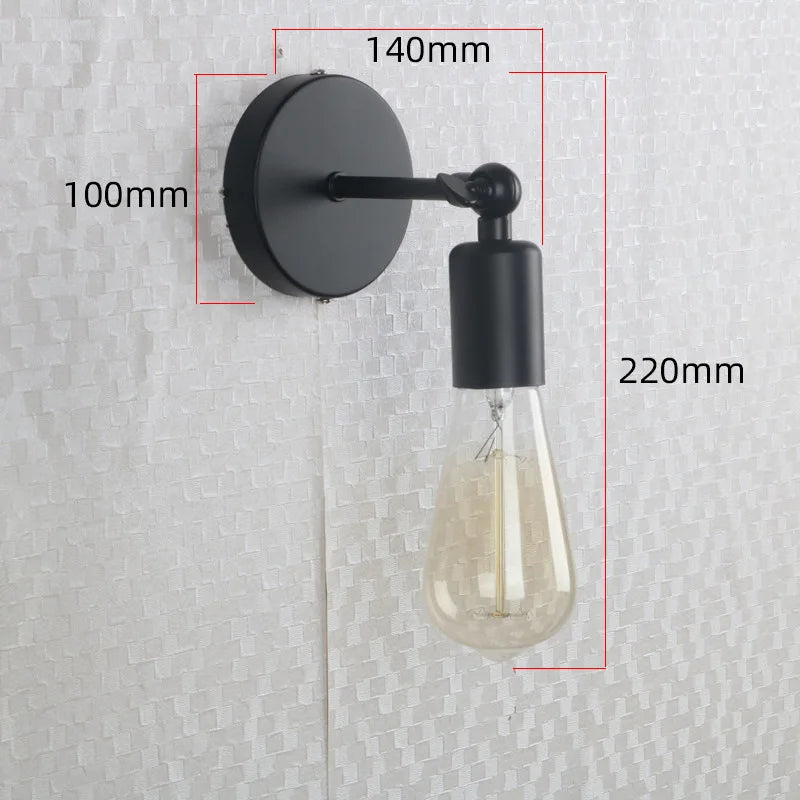 Vintage Iron Art Wall Lamps Black LED Wall Lights American Retro Loft Sconces Light Fixtures Bed Candle Simple Small Wall Lamp