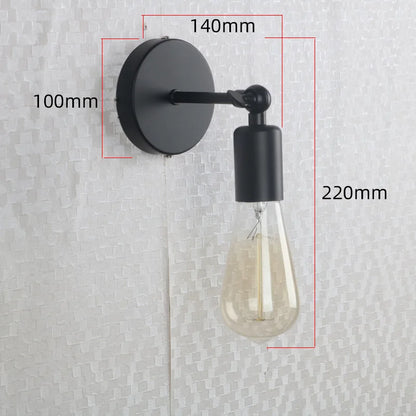 Vintage Iron Art Wall Lamps Black LED Wall Lights American Retro Loft Sconces Light Fixtures Bed Candle Simple Small Wall Lamp
