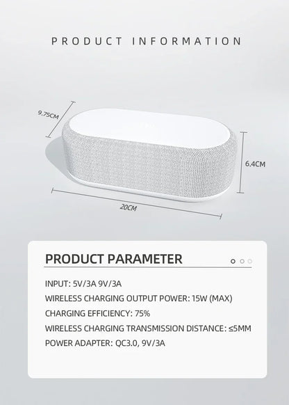 Wireless Fast Charging Dock for Phones Including Alarm, Night Light, Clock and Thermometer (For iPhone 17 16 15 14 13)