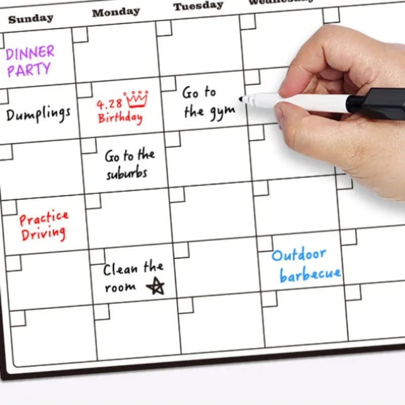 Magnetic Refrigerator Dry-Erase Calendar & Monthly Planner Whiteboard