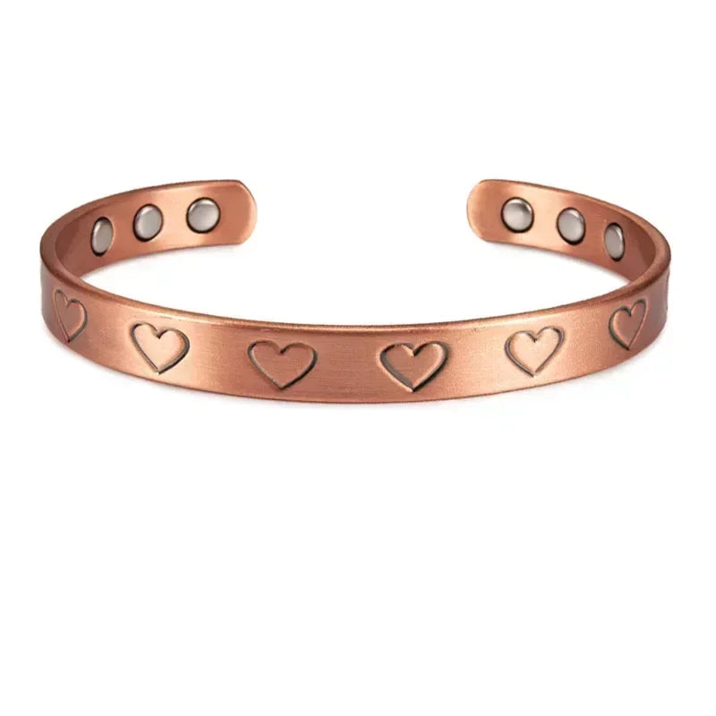 Pure Copper Magnetic Cuff Bracelet, Adjustable for Men & Women