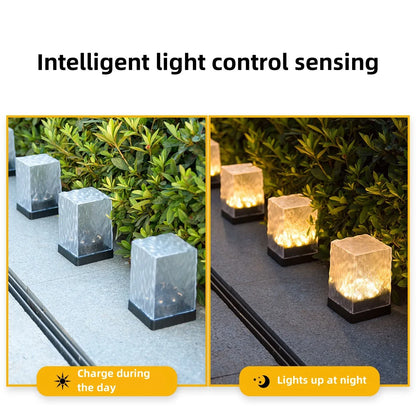 LED Solar Lights Outdoor Waterproof Garden Decoration Solar Powered Lamp Balcony Fence Lawn Landscape Path Ice Brick Light