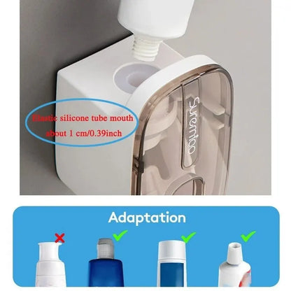 Automatic Wall-Mounted Toothpaste Dispenser & Toothbrush Holder