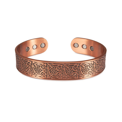 Vinterly Pure Copper Magnetic Cuff Bracelet with Viking Yggdrasil Design, Adjustable, 15mm Wide