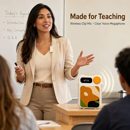 Wireless Megaphone With 2 Microphones, Portable Teacher Speaker Amplified Loudspeaker for Classroom, Speech, Meetings, Training