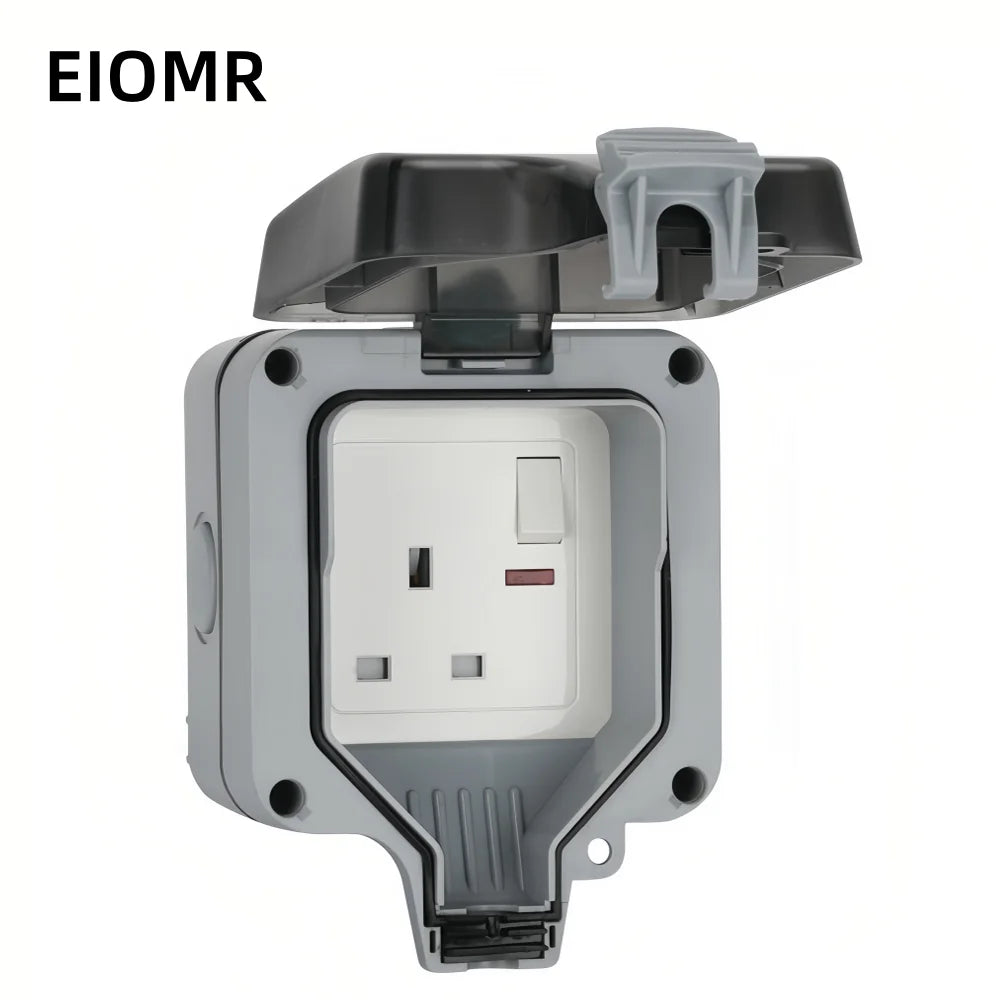 EIOMR Waterproof Socket Box, IP66 Rated Water EU French UK Universal Standard Power Plug Perfect for Outdoor, Bathroom, Kitchen