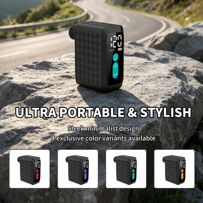 Electric Bike Pump 120PSI Tire Inflator with 4 in 1 Valves Presta Schrader Dunlop & Clik Valves Brushless Motor Digital Gauge