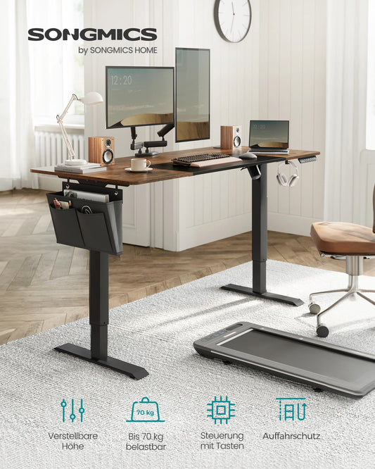 SONGMICS Electric Height-Adjustable Desk, 160 × 70 cm, 72–120 cm Height Range