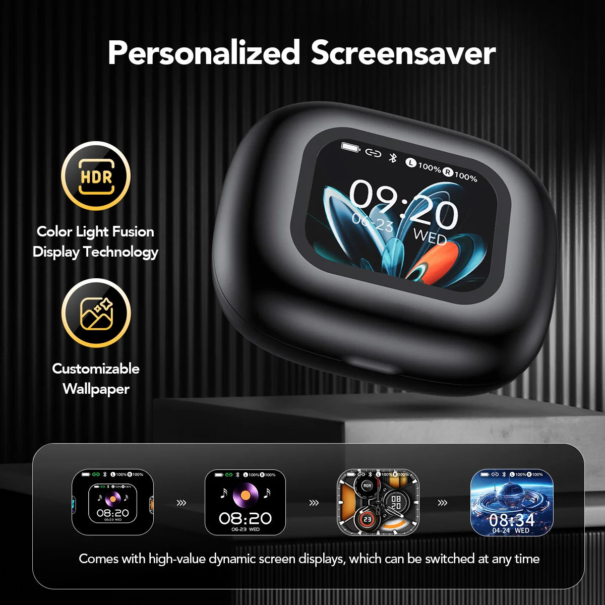 NE27 Bluetooth V5.4 Earphones OWS Sports Bluetooth Wireless Headphones AI Translator Earbuds LCD Touch Screen Open-Ear