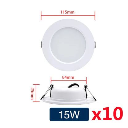 10pcs/lot LED Downlight 5W 9W 12W 15W 18W Recessed Round Led Ceiling Lamp AC110V 220V DC12V 24V Indoor Lighting Warm/Cold White