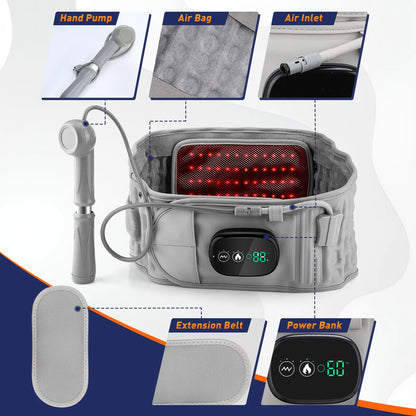 Heated Waist & Lower Back Massage Belt with Vibration and Air Compression