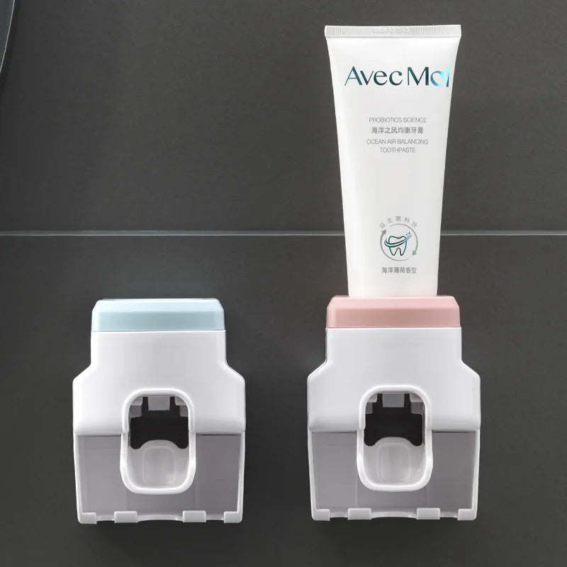 Wall-Mounted Automatic Toothpaste Dispenser & Toothbrush Holder