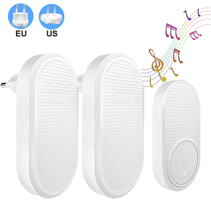 Wireless Doorbell Smart Welcome Door Bell 32 Songs Receiver Chime Guests Ding Dong Home Security Alarm Reminder US EU Plug
