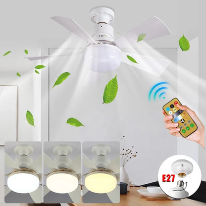 Smart 2 In 1 Ceiling Fan With Remote Control Dimming Energy-saving Lighting E27 Silence Fan Lights Bedroom Living Room Kitchen