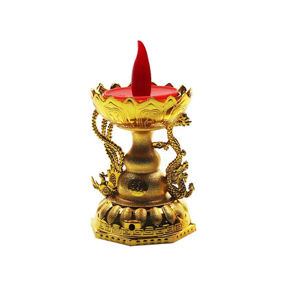 2x God of Wealth Lamp Buddhist Candle Lamp Red led zhaocaijinbao Pray Eternal light Candlestick Smokeless Buddha lighting decors