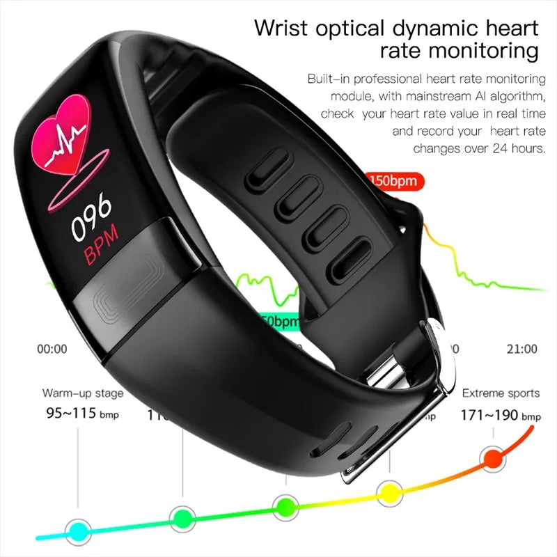 ECG + PPG Smart Fitness Tracker Wristband for Men and Women