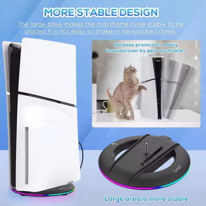 Vertical Cooling Stand with RGB Light For PS5 Slim / PS5 Pro Console Anti-Slip Base Bracket Holder Bracket Gaming Accessories
