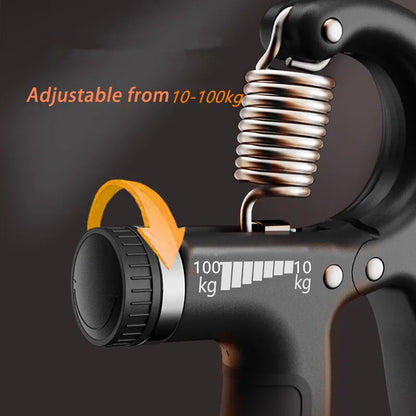 Adjustable Hand Grip Strengthener with Counter, 10–100kg Resistance for Hand & Forearm Training