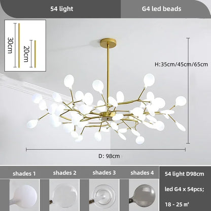 Nordic Led Ceiling Chandelier Lighting Modern Branch Pendant Lights Living Room Gold Black Art Home Decor Indoor Lamps Luminaire