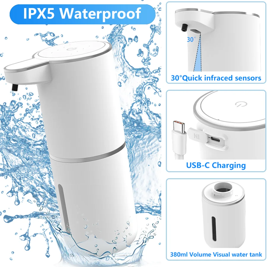 380ML Touchless Tabletop Or Wall-Mounted 4-Levels Adjustable Foam/Liquid Automatic Smart Sense Soap Dispenser Hand Wash Machine
