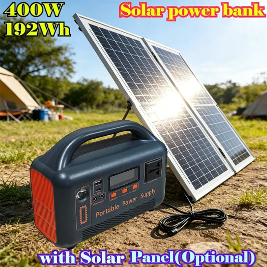400W Portable Power Station, 192Wh, 220V, Solar-Charging Compatible for Home Backup & Outdoor Use
