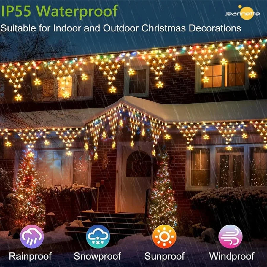 EU/US Plug LED Net Mesh Fairy Garden Lights Outdoor Waterproof Christmas Garland Curtains String Lights for Holiday Party Decor