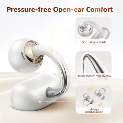 QCY Crossky C50 Open Ear Wireless Earbuds Bluetooth 6.0 Comfort Clip On Sports Earphone 4 Mic AI Clear Call Bass Boost Headphone