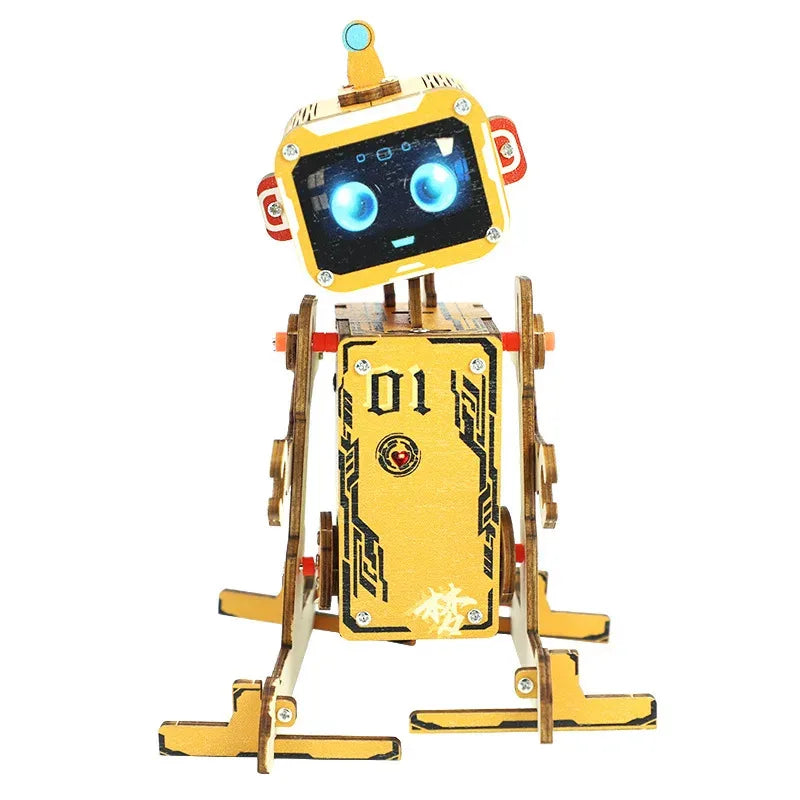 DIY Robot Science 3D Wooden Puzzles Voice Activated Robot STEM Kits Educational Building Blocks Assemble Toy For Kids TeensDIY Voice-Activated Wooden Robot Kit, 3D STEM Puzzle for Kids & Teens