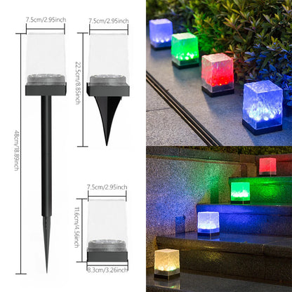LED Solar Lights Outdoor Waterproof Garden Decoration Solar Powered Lamp Balcony Fence Lawn Landscape Path Ice Brick Light