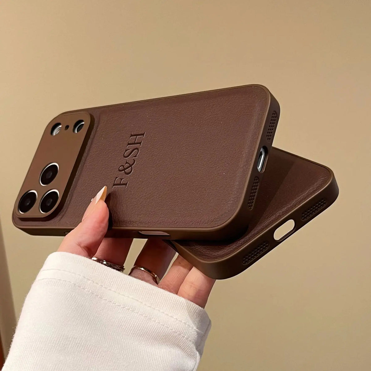 Faux Leather Luxury Phone Case with Personalized 3D Name (For IPhone18 17 16 15 14 13 )