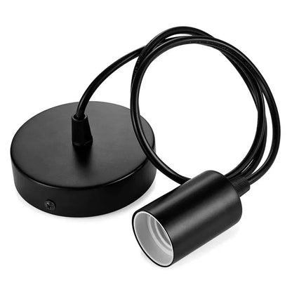 Pendant Light Fitting E27 Lamp Holder with 50/150CM Adjustable Cable Industrial Ceiling Pendant Fitting Black White Lamp Base