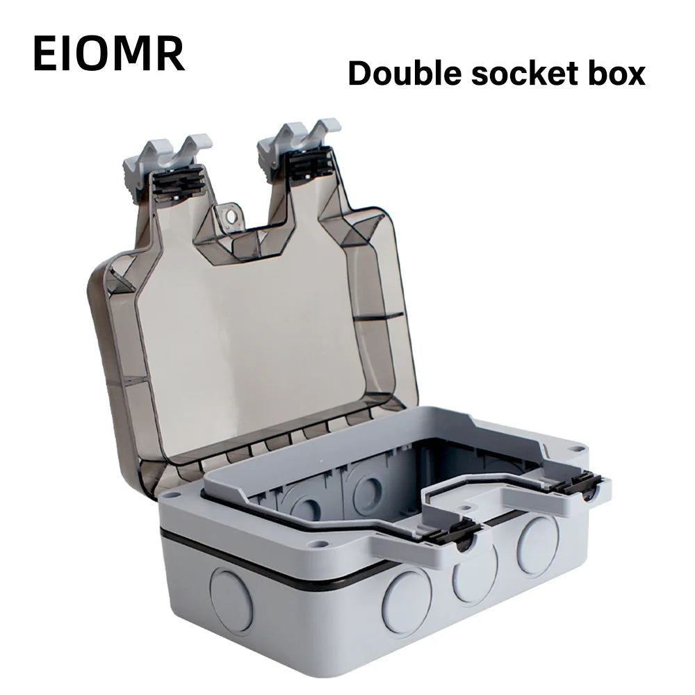 EIOMR Waterproof Socket Box, IP66 Rated Water EU French UK Universal Standard Power Plug Perfect for Outdoor, Bathroom, Kitchen