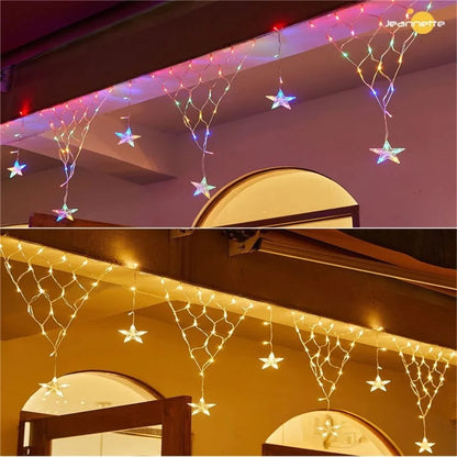 EU/US Plug LED Net Mesh Fairy Garden Lights Outdoor Waterproof Christmas Garland Curtains String Lights for Holiday Party Decor