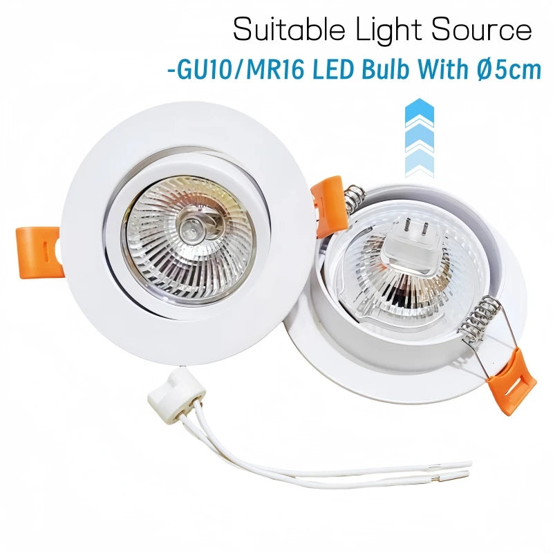 Round Recessed LED Downlight Bracket Dia85/90/100mm Replaceable GU10/MR16 Mounted Frame Socket Ceiling Spotlight Holder Fittings