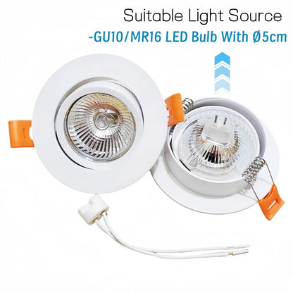 Round Recessed LED Downlight Bracket Dia85/90/100mm Replaceable GU10/MR16 Mounted Frame Socket Ceiling Spotlight Holder Fittings