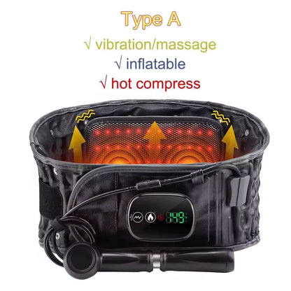 Heated Waist & Lower Back Massage Belt with Vibration and Air Compression
