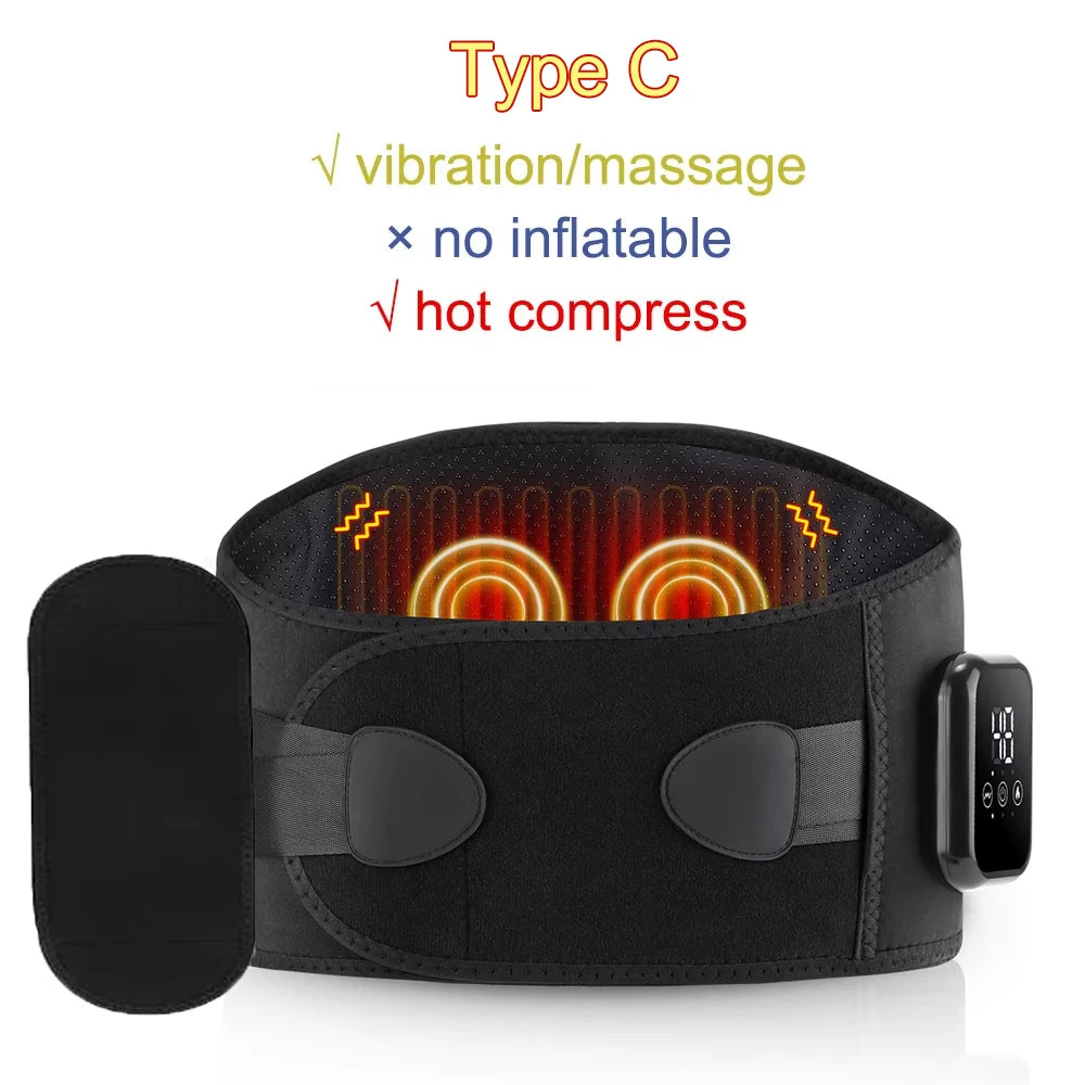 Heated Waist & Lower Back Massage Belt with Vibration and Air Compression
