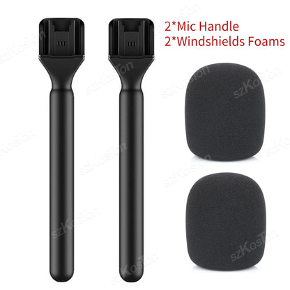 Wireless Lavalier Microphone Handle for DJI Rode Wireless GO Mic Handheld Microphone Stand Adapter for Vlog Interview Podcast