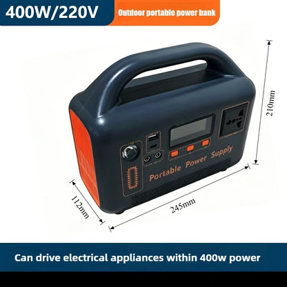 400W Portable Power Station, 192Wh, 220V, Solar-Charging Compatible for Home Backup & Outdoor Use
