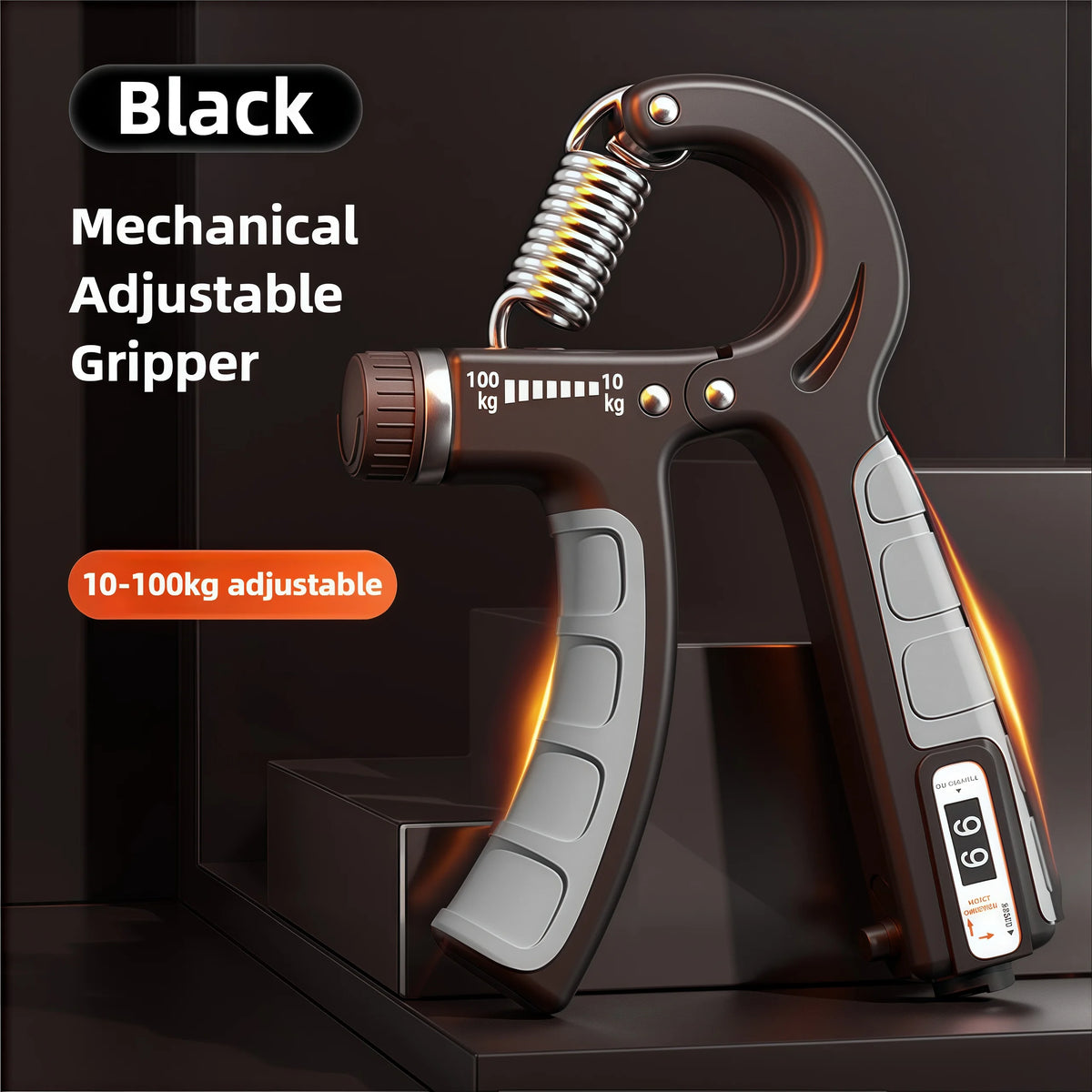Adjustable Hand Grip Strengthener with Counter, 10–100kg Resistance for Hand & Forearm Training