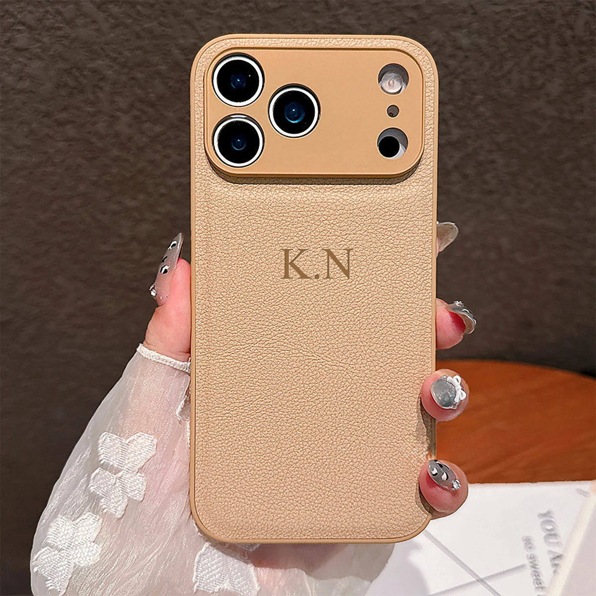 Faux Leather Luxury Phone Case with Personalized 3D Name (For IPhone18 17 16 15 14 13 )