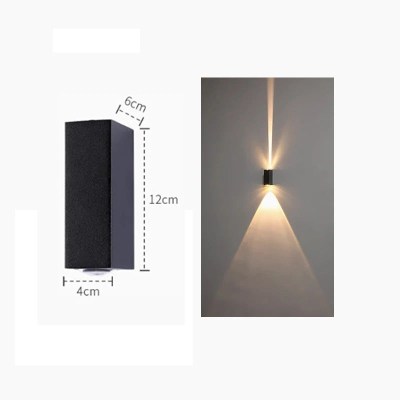 Outdoor Lighting Lens Beam Wall Lamps IP65 Waterproof Aluminum Wall Lights Corridor Garden Shopping Mall Up Down LED Porch Lamp