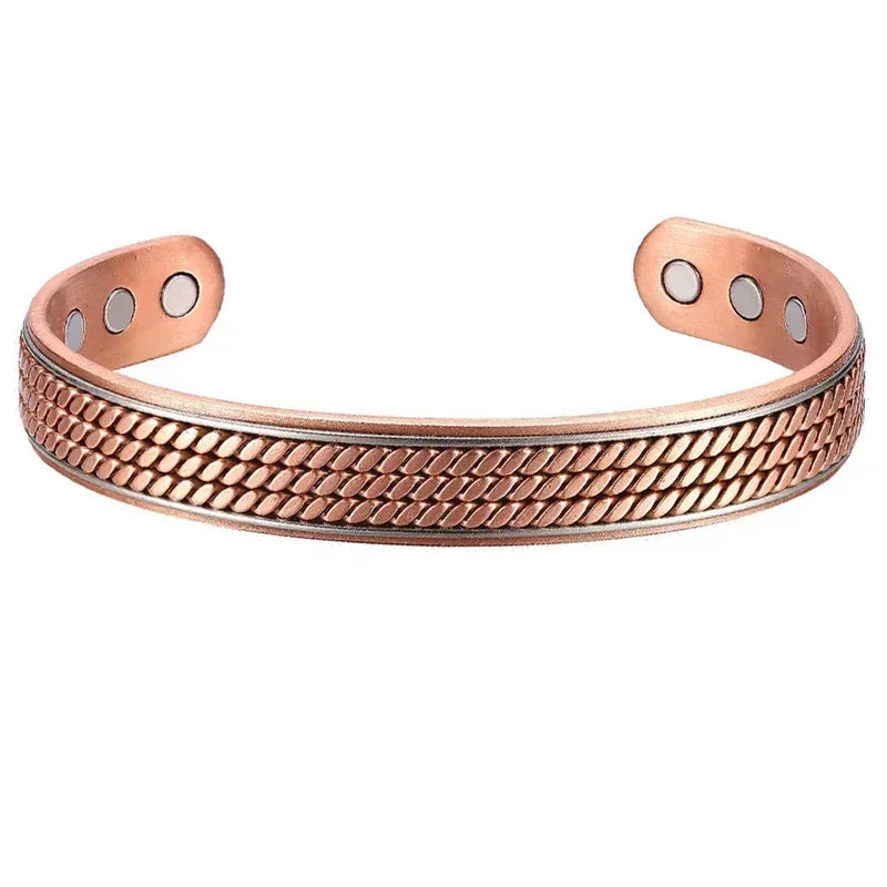 Pure Copper Magnetic Cuff Bracelet, Adjustable for Men & Women