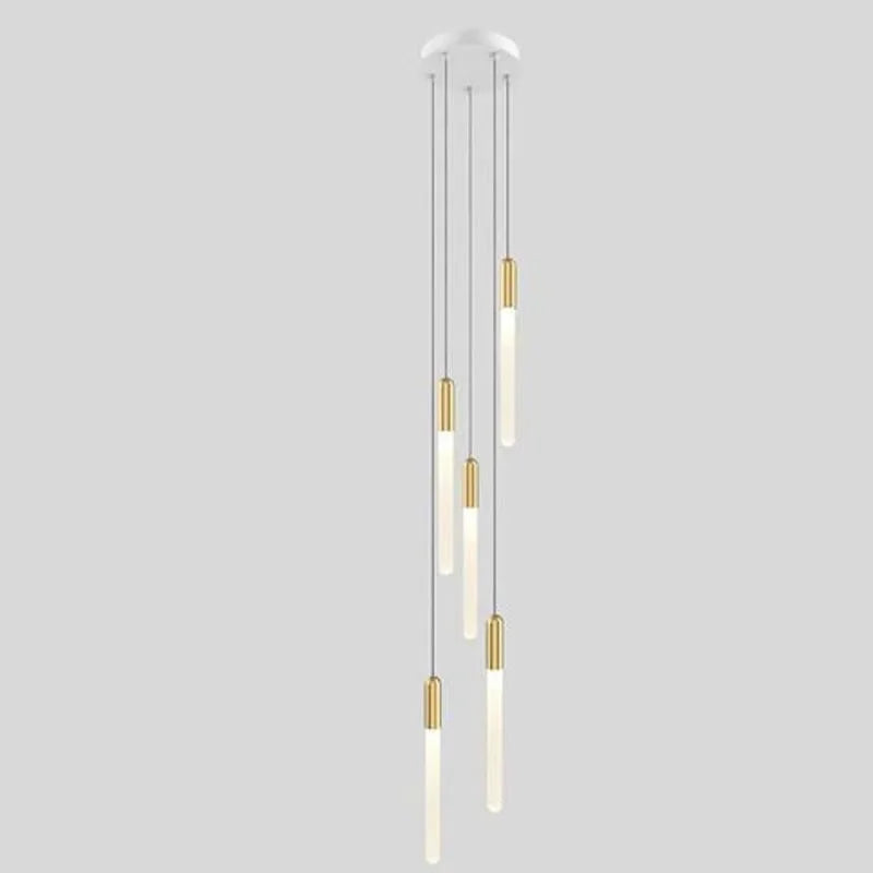 Modern Branch LED Chandelier For Staircase Living Room Minimalism Design Long Tube Hanging Lamps Indoor Attic Lighting Fixtures