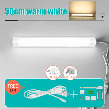 LED Light Tube Direct Plug-in Light Tube 110V 220V LED Lamp Tube Desk Work Study Shop Garage Warehouse Kitchen Cabinet Lighting