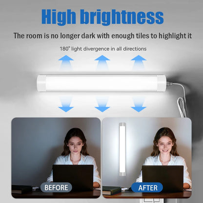 LED Light Tube Direct Plug-in Light Tube 110V 220V LED Lamp Tube Desk Work Study Shop Garage Warehouse Kitchen Cabinet Lighting
