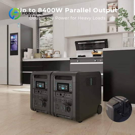 4200W Expandable Power Station, 6144Wh, Dual Voltage & Solar-Compatible for Home and Outdoor Use