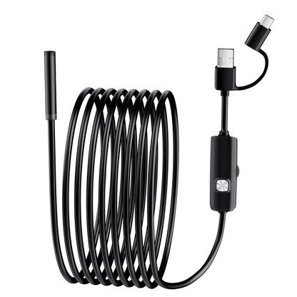 Endoscope Camera Android Type C PC 7MM USB Waterproof Borescope Camera for Car Scenarios 1-10m Car Inspection 6 Led Lights